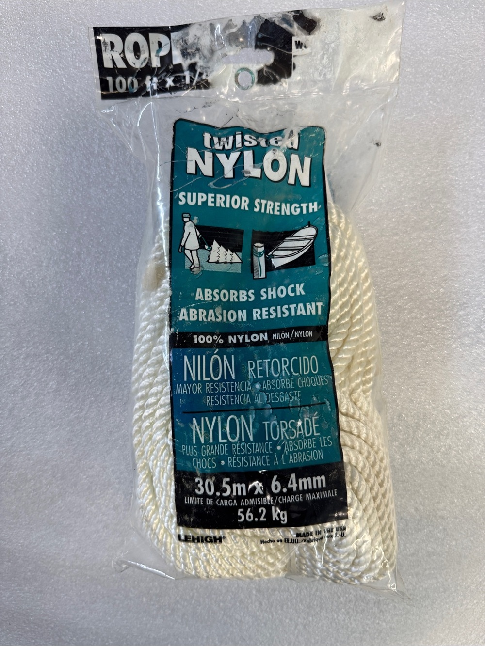Twisted Nylon Rope - White - Unbranded